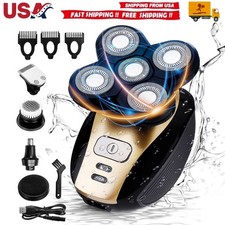 5-in-1 Rotary Electric Shaver 4D Rechargeable Bald Head Hair Beard Trimmer Razor