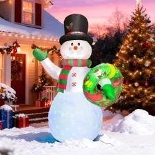 7 FT Inflatable Christmas Decorations, Large Holiday Inflatable Snowman Outdo...