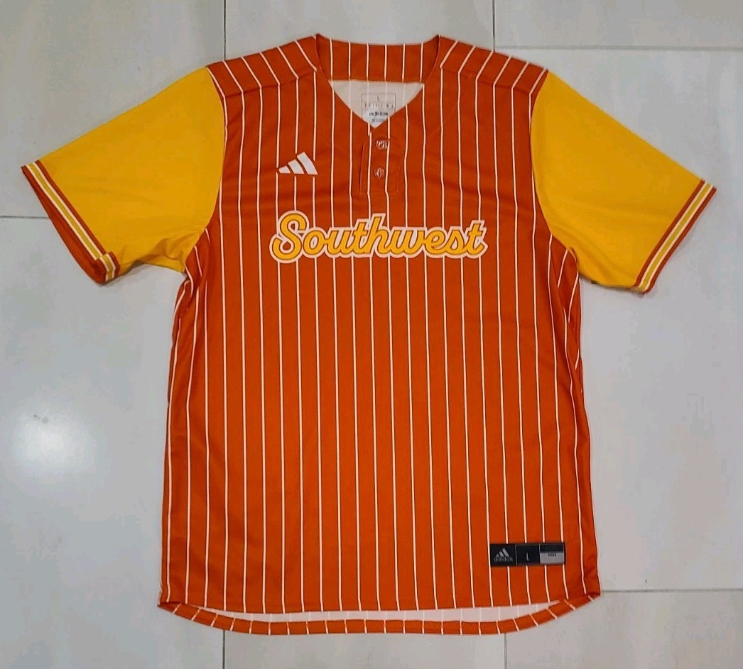 Men's Size L Adidas Southwest Baseball Jersey Shirt Top Orange