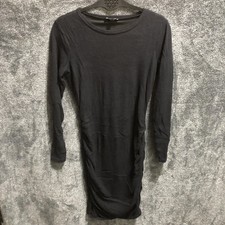 Express Dress Womens Small Black Long Sleeve Bodycon Ruched Sweater Knit