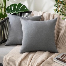 MIULEE 2 Pack Outdoor Waterproof Faux Linen Throw Pillow Covers 16x16"