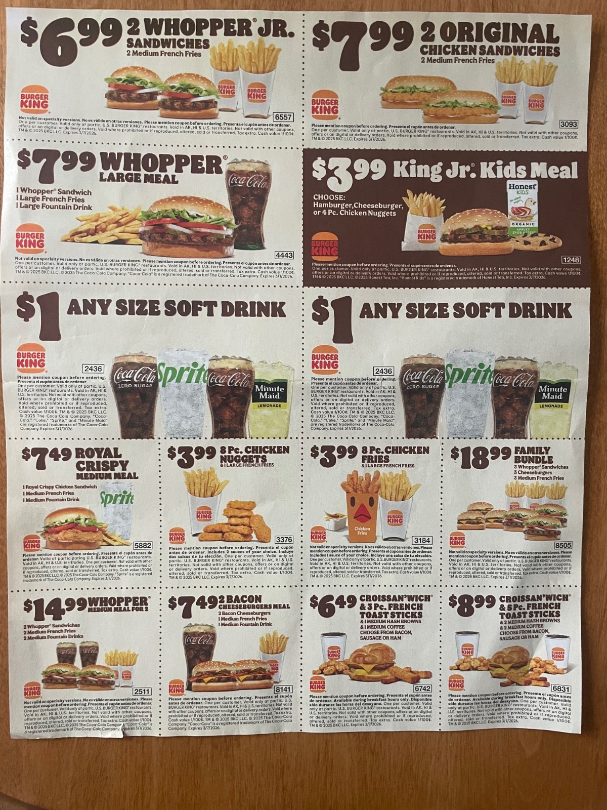 BURGER KING coupons, Exp March 7, 2026