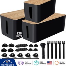 128PCS Cable Management Kit: 3-Pack Organizer with Ties Clips, Black