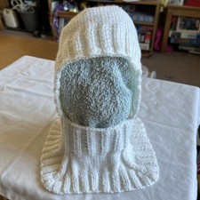 Hand Knitted Cream Balaclava Hat Size 6 Months