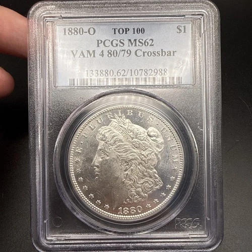 1880-O Morgan Silver Dollar $1 PCGS MS 62 VAM 4 80/79 Crossbar