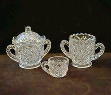 EAPG CHILD'S BRYCE HIGBEE MADORA ARROWHEAD OVAL PATTERN GLASS Miniature Set 4
