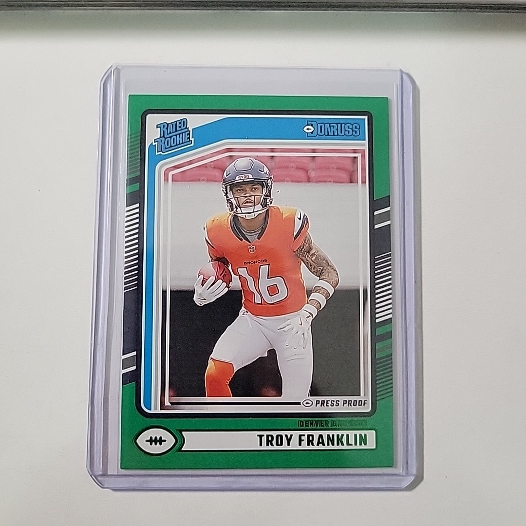 2024 Donruss Troy Franklin #338 Press Proof Green Denver Broncos 23F