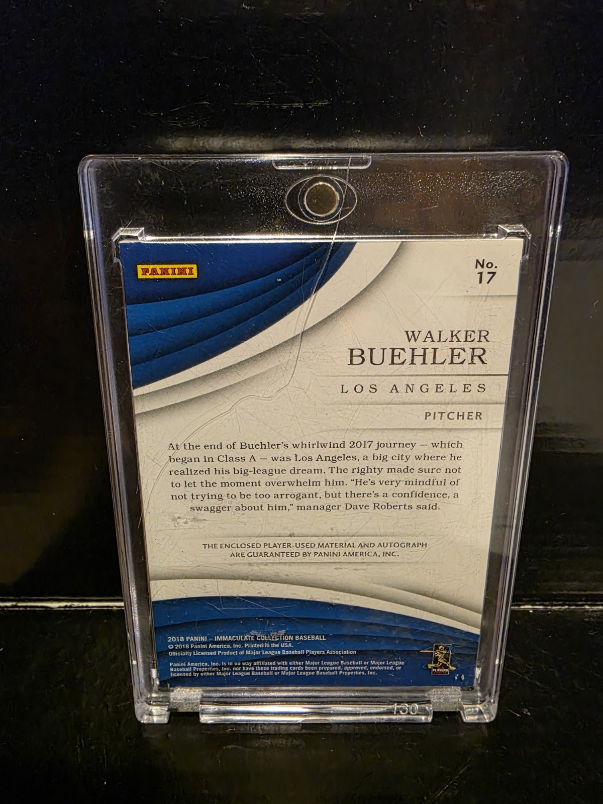 2018 Panini Immaculate Collection - Rookie Patch Auto Walker Buehler #'d 70/99 view 4