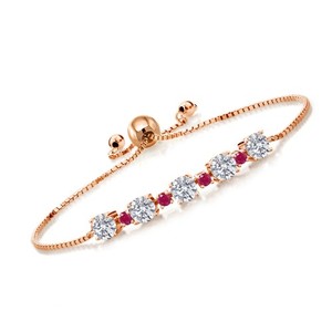 Authentic Gemstone Birthstone and Ruby Tennis Bracelet for Women in 18K Rose Gold Plated