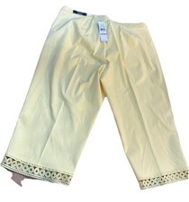 Alfred Dunner Tummy Slimming Capri Pants Womens 22W Yellow Lace Hem Stretch 316