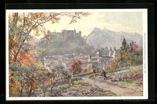 Künstler-AK Edward Theodore Compton: Salzburg, Totalansicht vom Kapuzinerkloste 