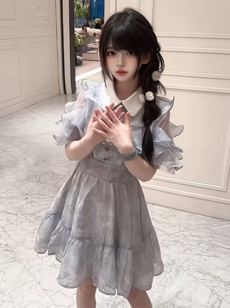 Japanese Sweet Women Ruffles A-Line Dress Party Floral Cute Princess Short  Dress | eBay