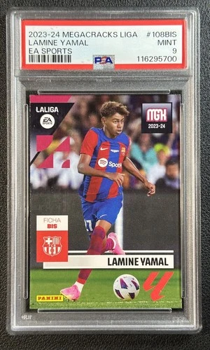 LAMINE YAMAL PSA 9 2023 PANINI MEGACRACKS LA LIGA EA SPORTS #108 BIS ROOKIE RC