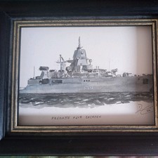 Aquarell " FREGATTE F 219 SACHSEN DER BUNDESMARINE"