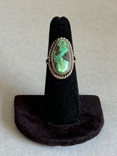 Old Pawn Navajo Sterling Silver with Turquoise Ring. Size 5 1/2