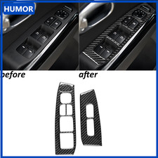 Real Carbon Fiber Front Window Lift Switch Panel Cover Trim For Kia Soul 2014-19