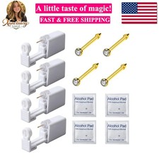 Nose Piercing Kit Gold Color 20G Nose Stud Disposable Self Ear Nose Piercing ...