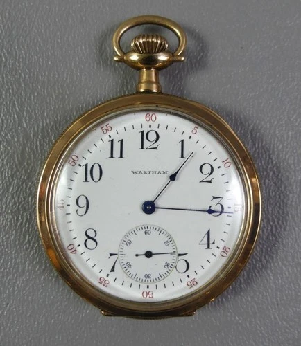 WALTHAM GOLD-FILLED 15 JEWEL ANTIQUE ENGRAVED POCKET WATCH - MINT!