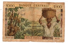 Cameroon CENTRAL BANK Billet 1000 Francs ND 1962 P12 COCAO Coffee GOOD CONDIT...