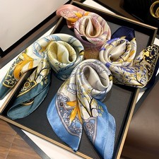 100 Silk 21" Square Scarf Women Kerchief Bandana Neckerchief Wrap Floral Turban
