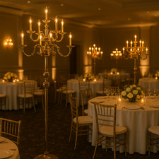 Candelabro de pie LED Dorado
