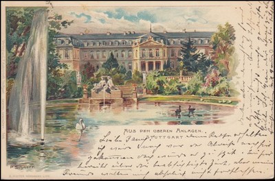 Artist postcard P. Schnorr: Stuttgart Castle from the upper installations, 20.10.1901 
