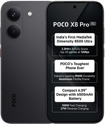 POCO X8 Pro (Black, 256 GB 8GB RAM) Dimensity 8500-Ultra 6.59 '' Global Version.