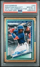 2025 DONRUSS OPTIC COPPER GLITTER AUTO SP /6 SEBASTIAN WALCOTT PROSPECT PSA 10🔥