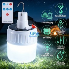 LED Solar Rechargeable Camping Lantern Flashlight Lamp Rechargeable with Remote