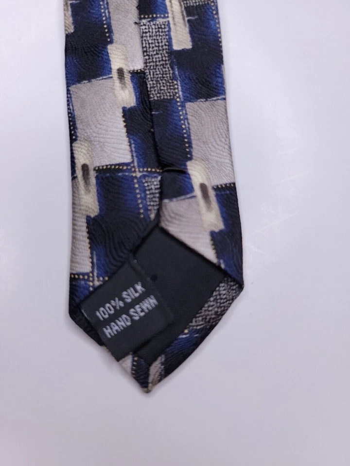 Мужской официальный галстук Louis Roth 64 дюйма Lx4 дюйма W темно-синий/бежевый галстук - Изображение 4 из 4