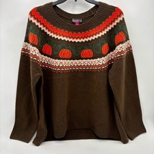 Vince Camuto Sweater Brown Pumpkin Print Hall...
