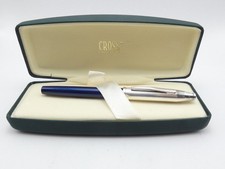 Cross Century II Sterling Silver & Blue Fountain Pen, CT, Medium Steel Nib, Box