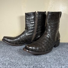 Old Gringo Stivali Uomo Taglia 9 Pelle Marrone Croc Goffrato Western Caviglia Zip