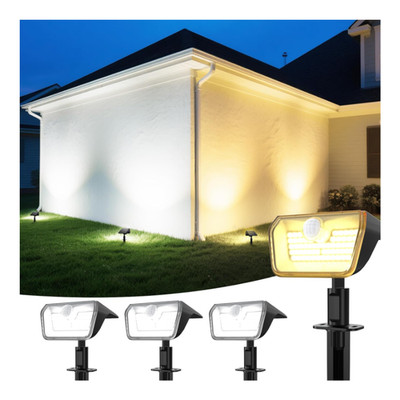 Solar Strahler Bewegungsmelder LED Garten Außenlicht 3000K 6500K 3 Stück 800