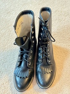 Western JustinRoper Boots womens 7 M Black Leather Cowgirl lace up/ Western Wear