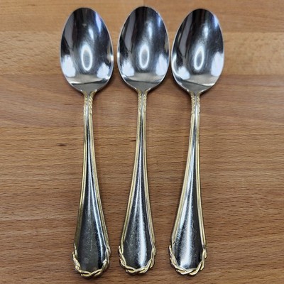 Yamazaki Tasha Ice Silver and Gold Tone Stainless Flatware- 3 Spoons- Japan