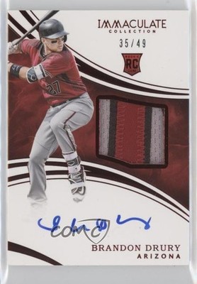 2016 Panini Immaculate Red 35/49 Brandon Drury RPA Rookie Patch Auto RC 11sx