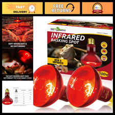 2 Pack 100W Infrared Heat Lamp - Reptile Basking Spot Light for Chickens  Pets
