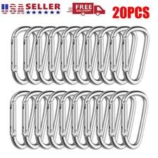 20 PCS Aluminum Carabiner D Shape Spring Clip Snap Key Hook Keychain Buckle
