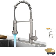 Brushed Nickel Single Handle Kitchen Faucet with Pull Down Sprayer, 2-Functio...