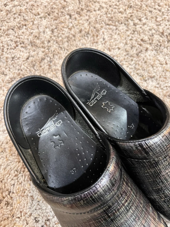 Zuecos para mujer Dansko profesionales de charol de lino talla EU 37 (US 6,5-7) plataformas Foto 2 de 4