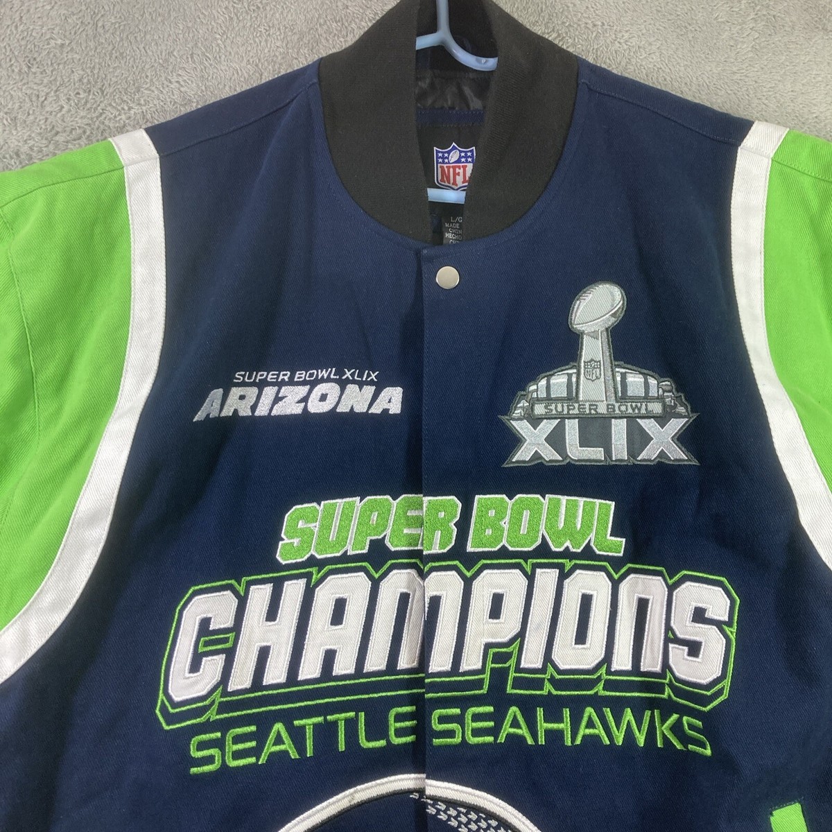 NFL Seattle Seahawks Jacket Adult Large Super Bowl Champion Sewn