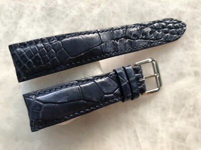 20mm/18mm Blue Alligator Crocodile Embossed Leather Watch Strap Band