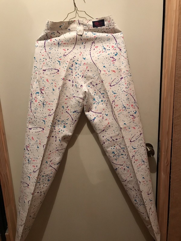 Vintage Splatter Painted Ladies/Juniors Pan Handle Slim White Jeans