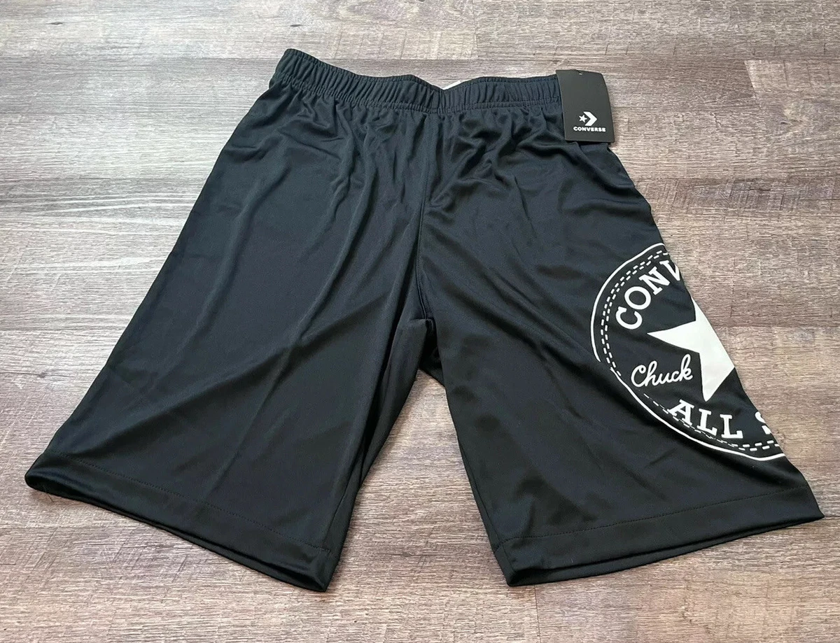 Converse Boys Athletic Shorts Size XL Black with White Logo NWT M5