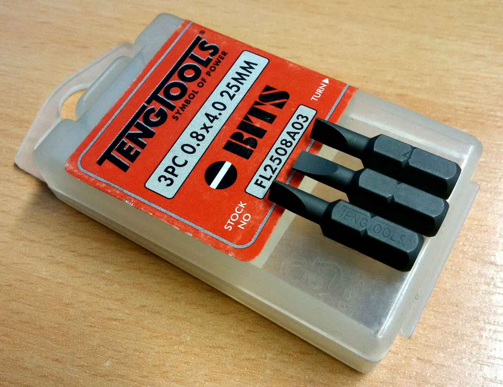 Teng Tools Screwdriver Bits - Flat 0.8 x 4.0mm (Pk of 3) FL2508A03