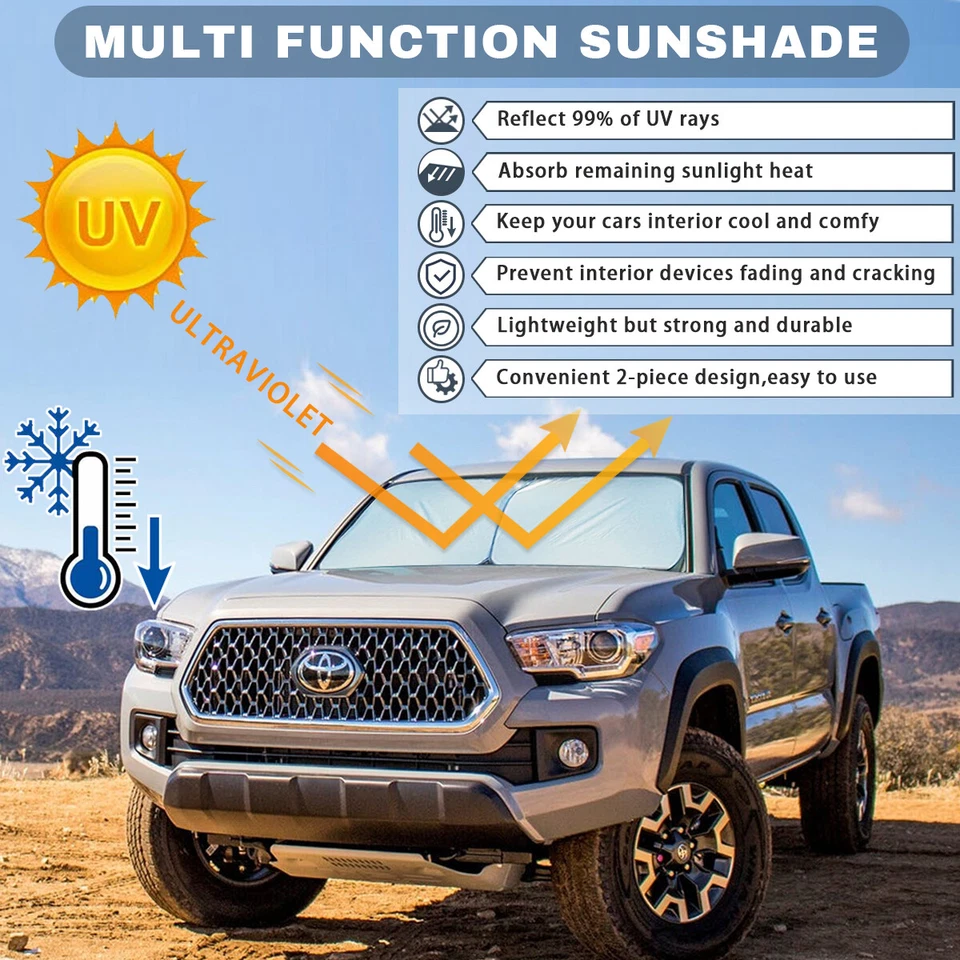 2X For Chevrolet Car Windshield Sun Shade Foldable UV Block Shield Cover Visor - Image 3 of 4