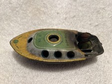 Vtg. Toy Boat Pon-Pon No. D Made In Japan Tin Litho With Driver Candle Powered