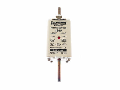 FERRAZ SHAWMUT NH1GG50V160 160A 500V Sicherungseinsatz mit Klinge! NEU!