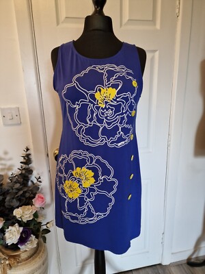 cobalt blue and yellow dress Dark Blue & Yellow 1950s Solid Boat Neck Dress